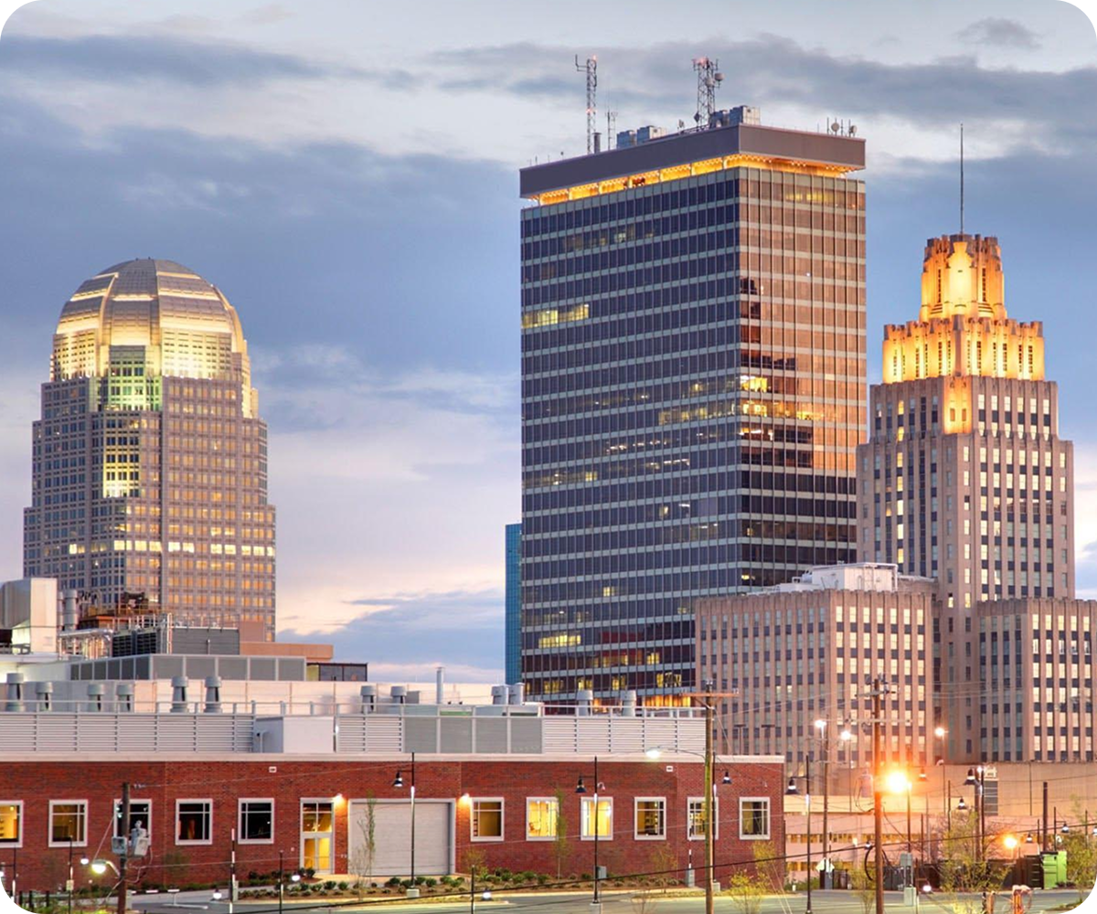Cityscape featuring iconic Triad buildings in Clemmons, NC – Birch Stream Digital