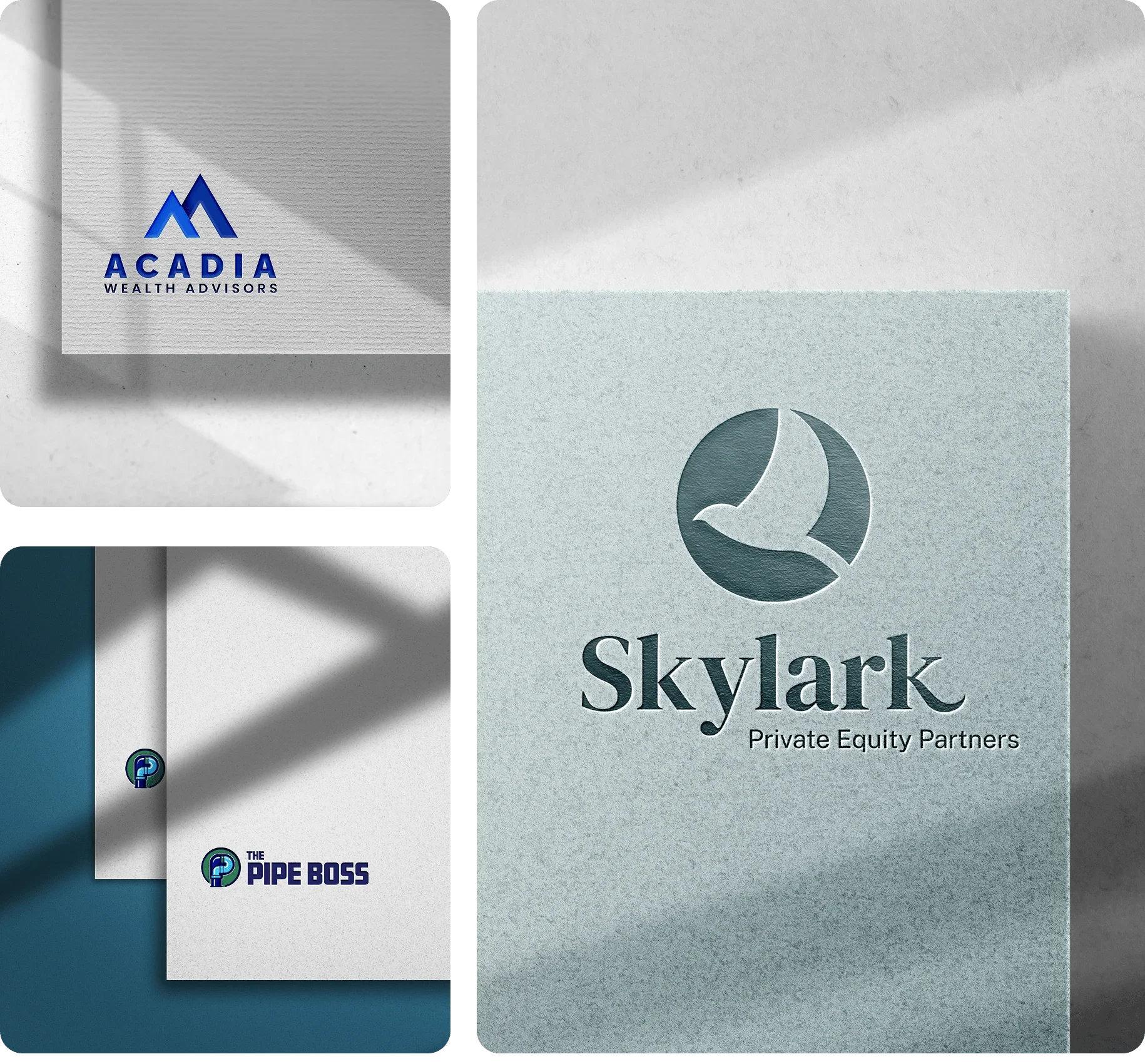 Professional brand logo mockups for local businesses displayed in a clean layout in Winston-Salem, NC – Birch Stream Digital